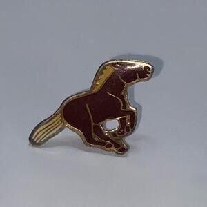 Running Horse Pin Lapel Hat Brown Enamel Stallion Cowboy Equestrian Gallop Sport